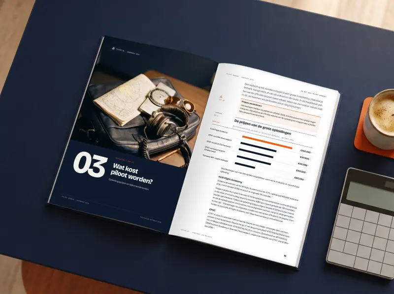 Opengeslagen handboek bij hoofdstuk 3: de prijzen van de grote opleidingen en wat er wel en niet in de prijs zit
